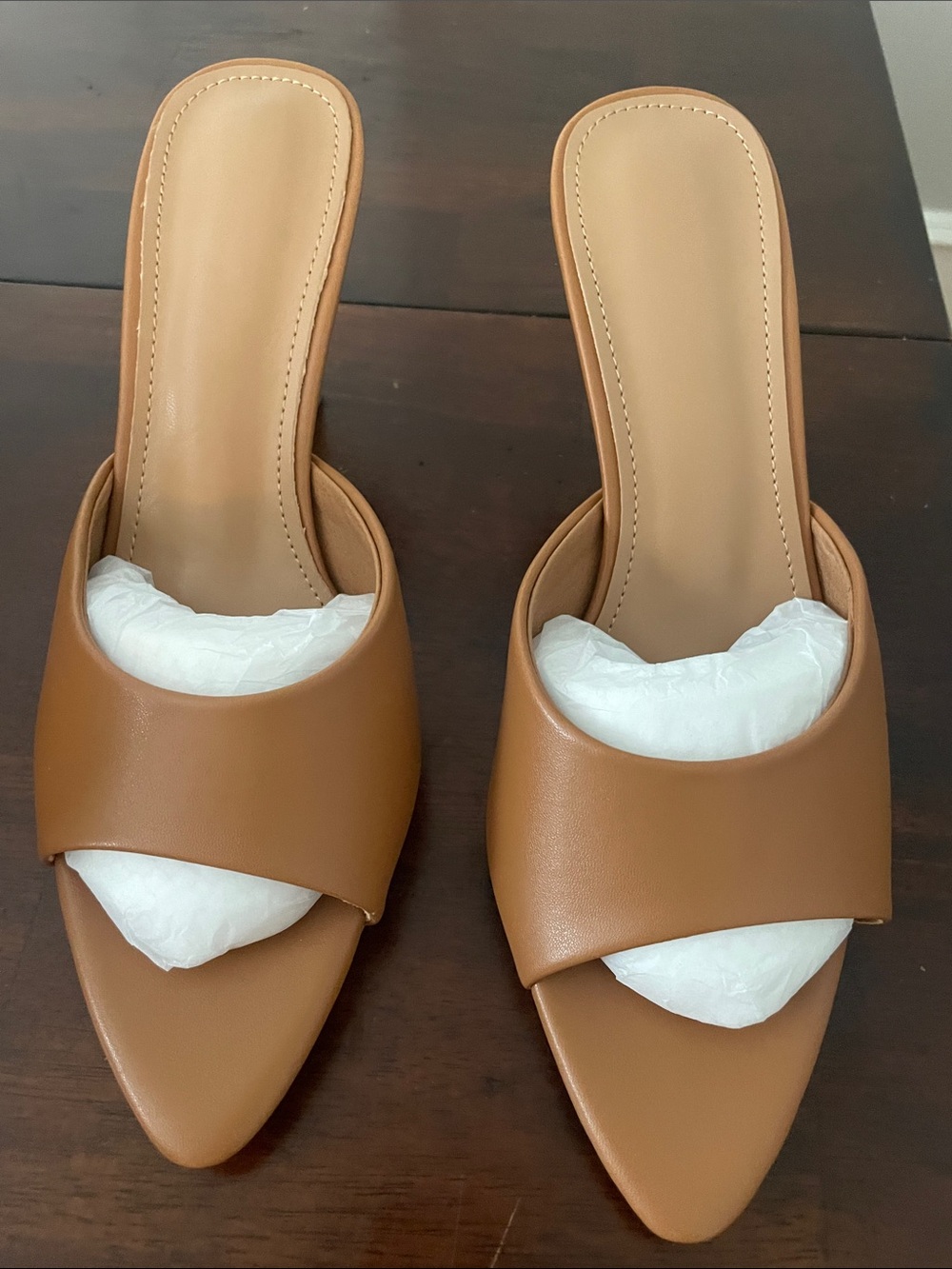 Brand New / never worn Women’s Tan Slide Mules - Sleek Open-Toe Design